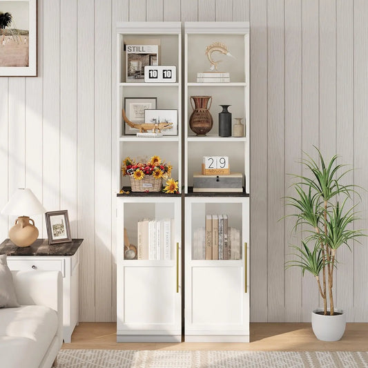Slim Glass-Door Bathroom Storage Cabinet