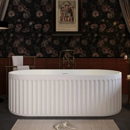 67” Freestanding Solid Surface Matte White Soaking Tub