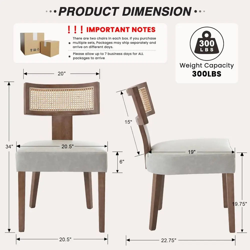 Modern Rattan Dining Chairs, Set of Two