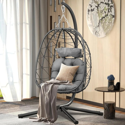 Wicker Hanging Egg Chair with Stand