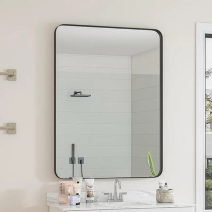 Black Metal Rectangular Wall Mirror, 30" × 40"