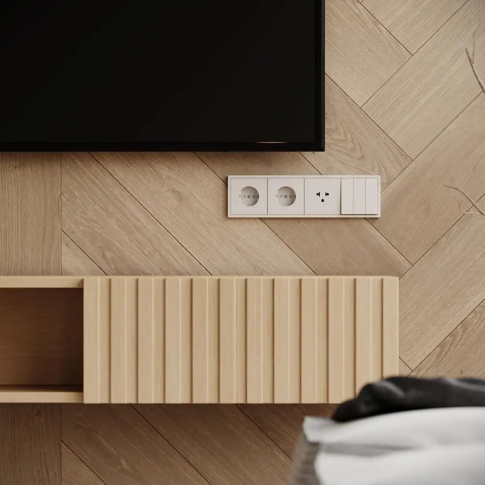 Natural Wood Floating TV Console