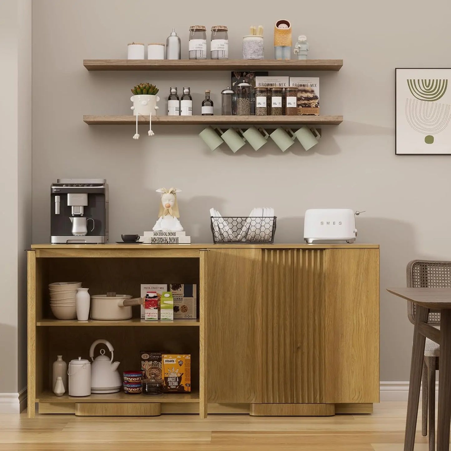 Modern Fluted Sideboard Storage Cabinet