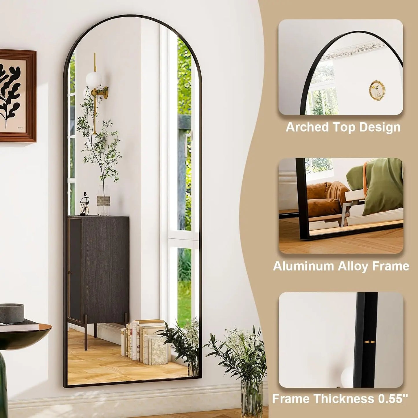 Arched Full-Length Floor Mirror