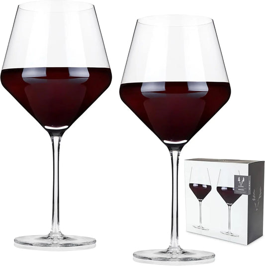Angled Crystal Red Wine Glasses (Set of 4)