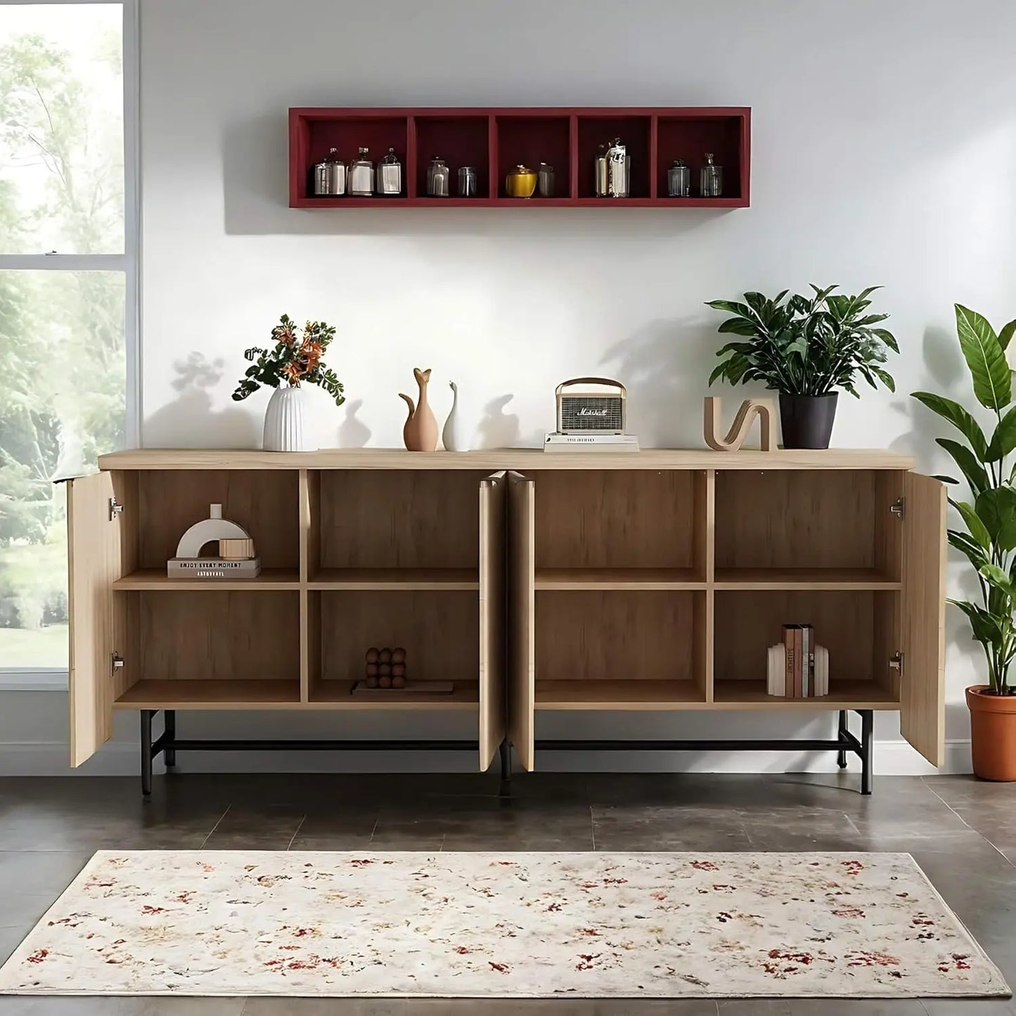 Modern Fluted Media Console with Storage