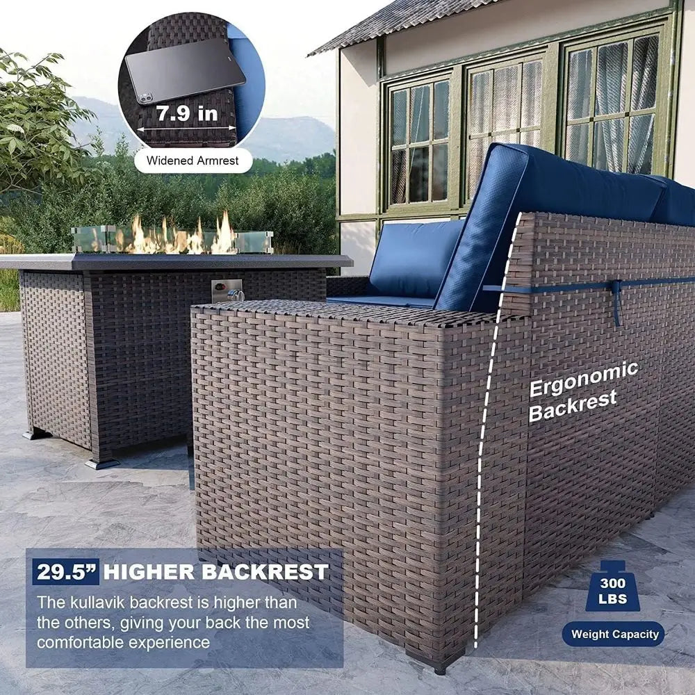 Luxury Modular Patio Set With Swivel Chairs And Fire Pit