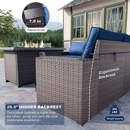Luxury Modular Patio Set With Swivel Chairs And Fire Pit