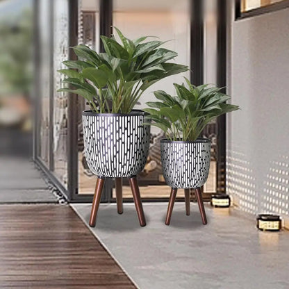 Fiberglass Planter with Stand and Drainage