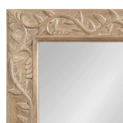 Carved Mango Wood Mirror With Decorative Frame Detail