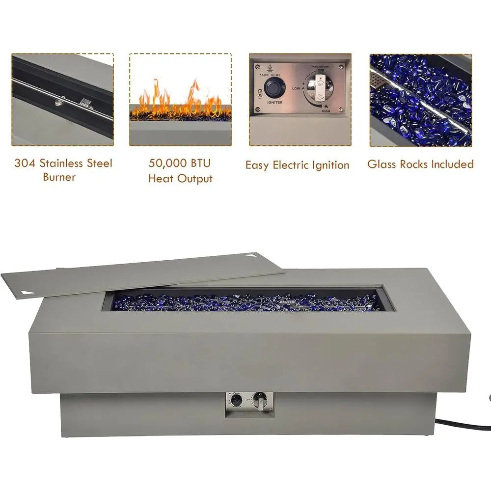Modern Powder-Coated Steel Fire Pit Table
