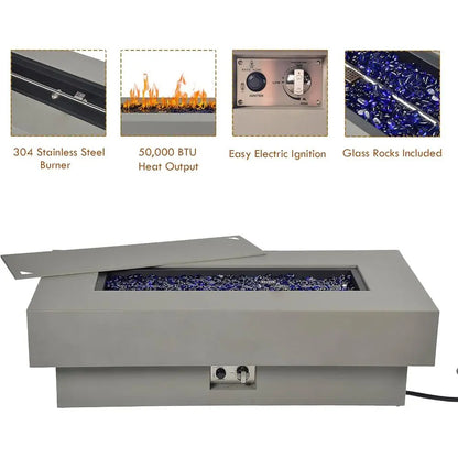 Modern Powder-Coated Steel Fire Pit Table