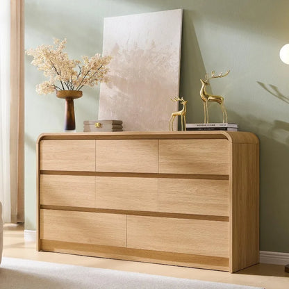 8-Drawer Curved Wood Dresser