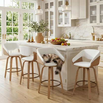 Swivel Counter Height Bar Stools with Wood Frame