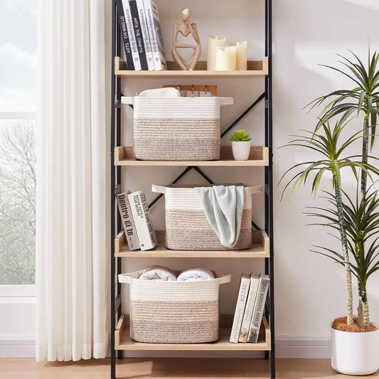 Handwoven Cotton Rope Storage Basket with Handles