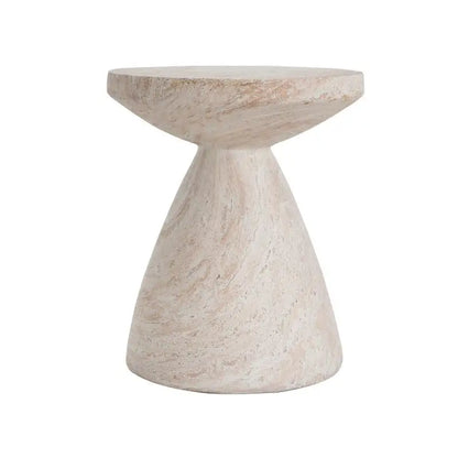 Concrete Side Table with Travertine Finish and Sculptural Form
