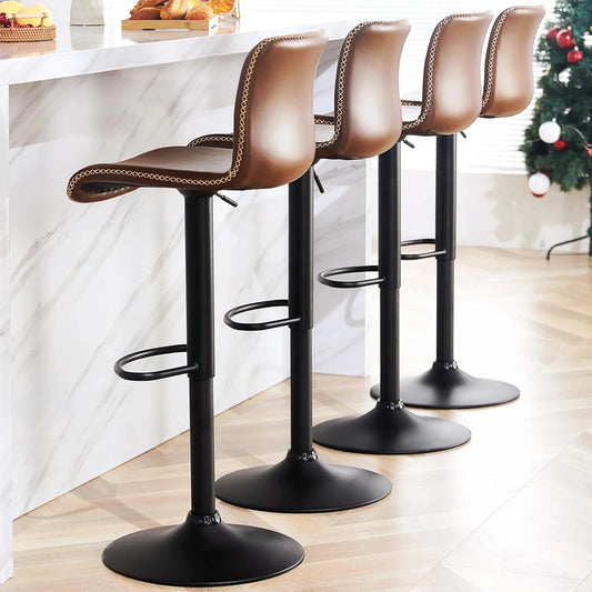 Classic Brown Swivel Bar Stools Set