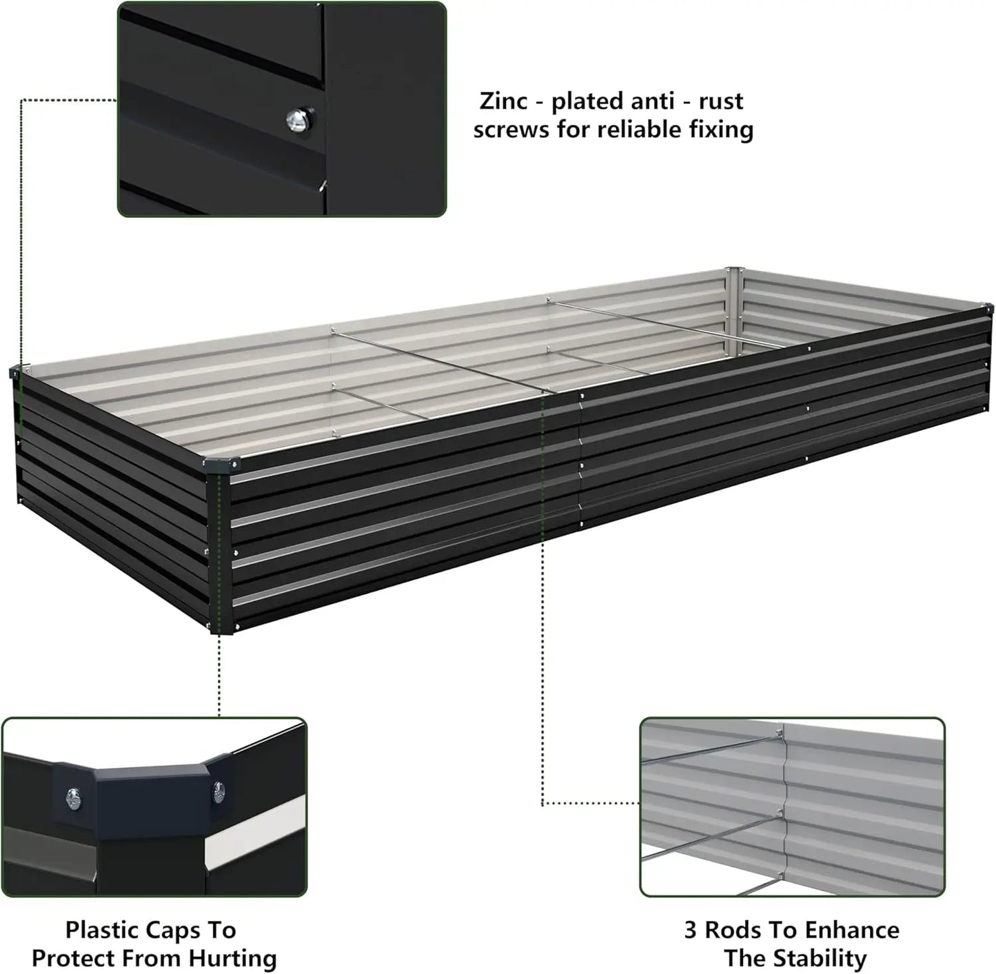 2-Pack Galvanized Steel Raised Garden Bed Kit