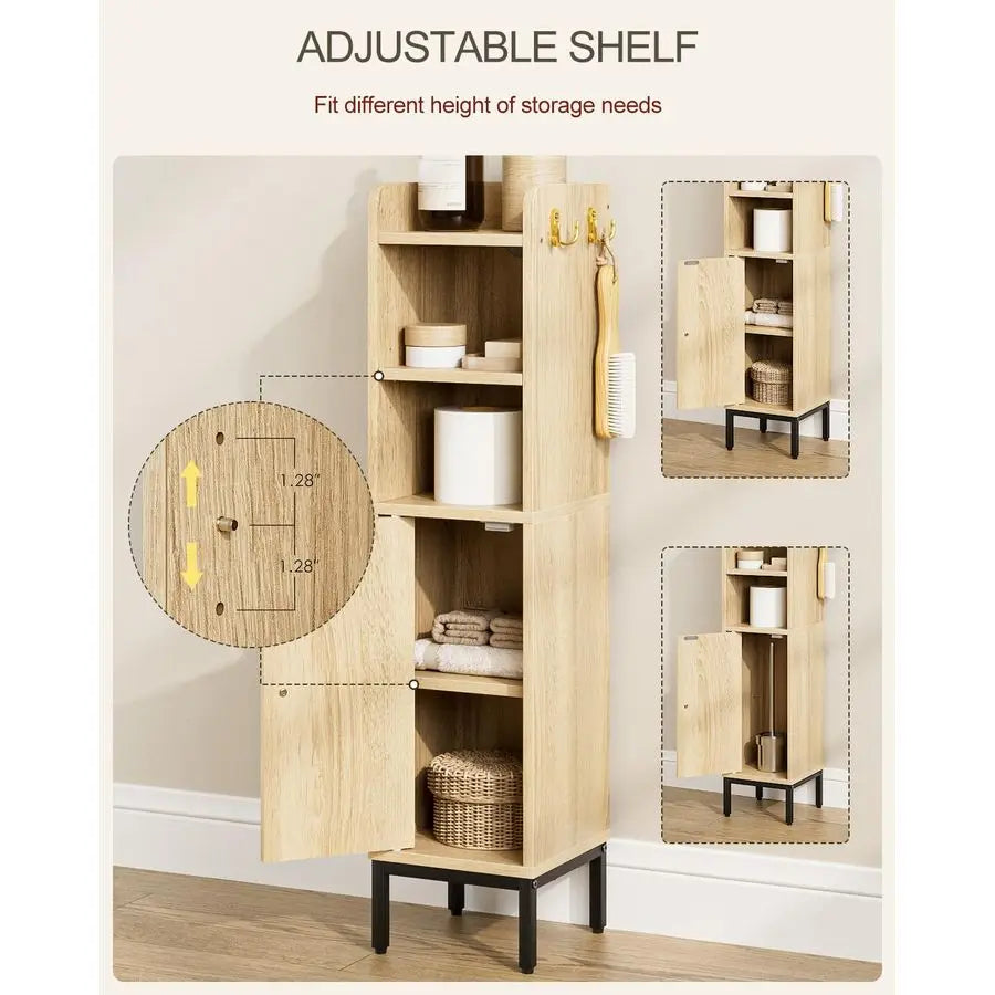 Slim Rattan Bathroom Storage Cabinet