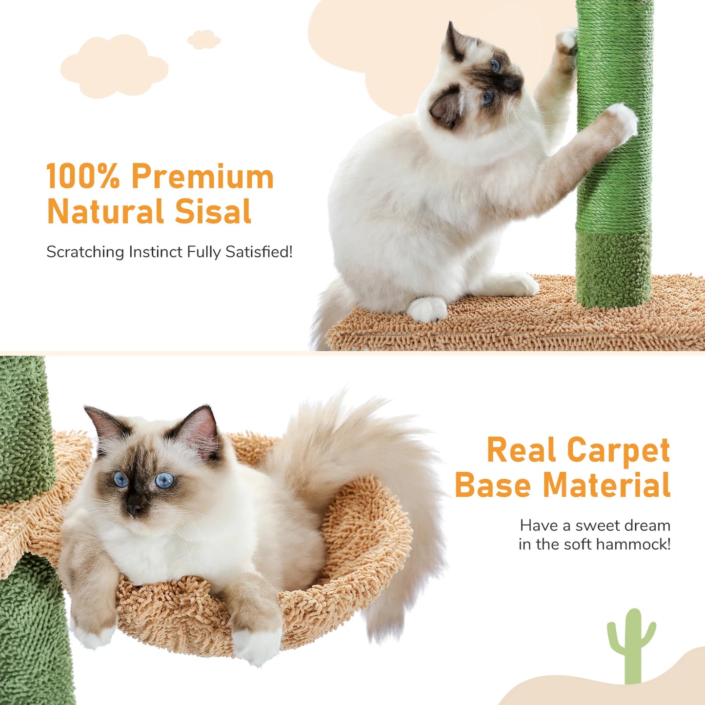 Floor-to-Ceiling Adjustable Cactus Cat Tower