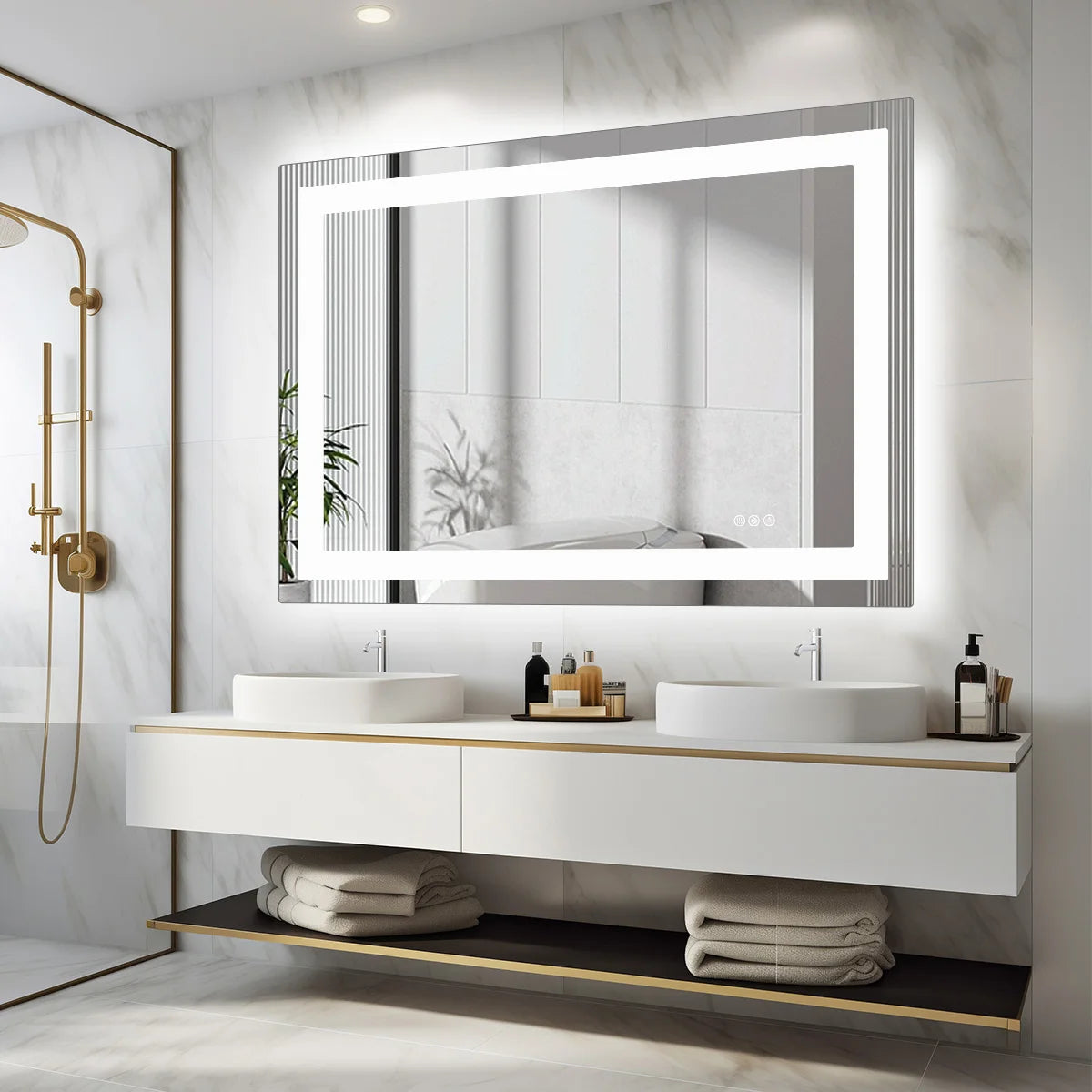LED Bathroom Mirror with Anti Fog and Adjustable Lighting
