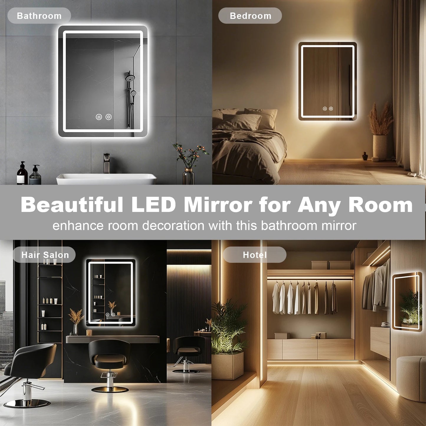 20"x28" LED Back Lit Fogless Bathroom Mirror