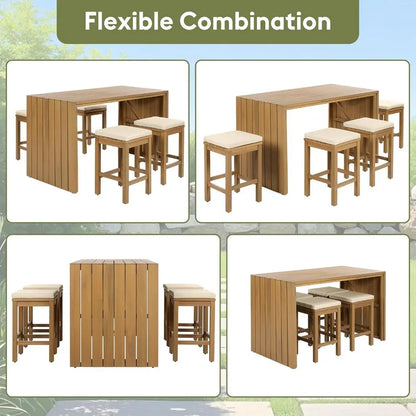 Acacia Outdoor Bar Set – 5 Piece Patio Collection