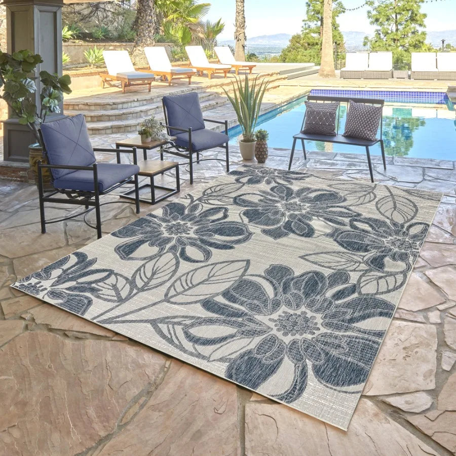 Tropical Floral Indoor Outdoor Area Rug, 8' x 10'