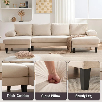 112” Luxe U-Shaped Double Chaise Sectional