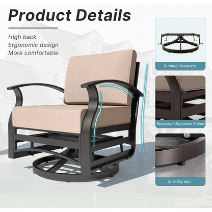 3 Piece Swivel Gliders Patio Furniture Set