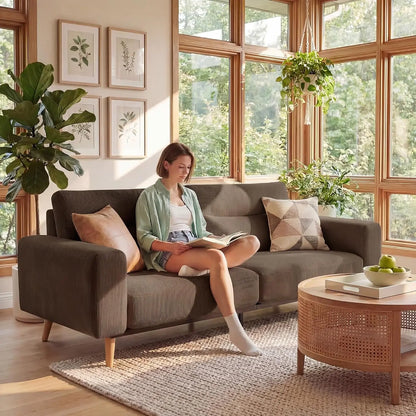Modern Corduroy Upholstered Loveseat