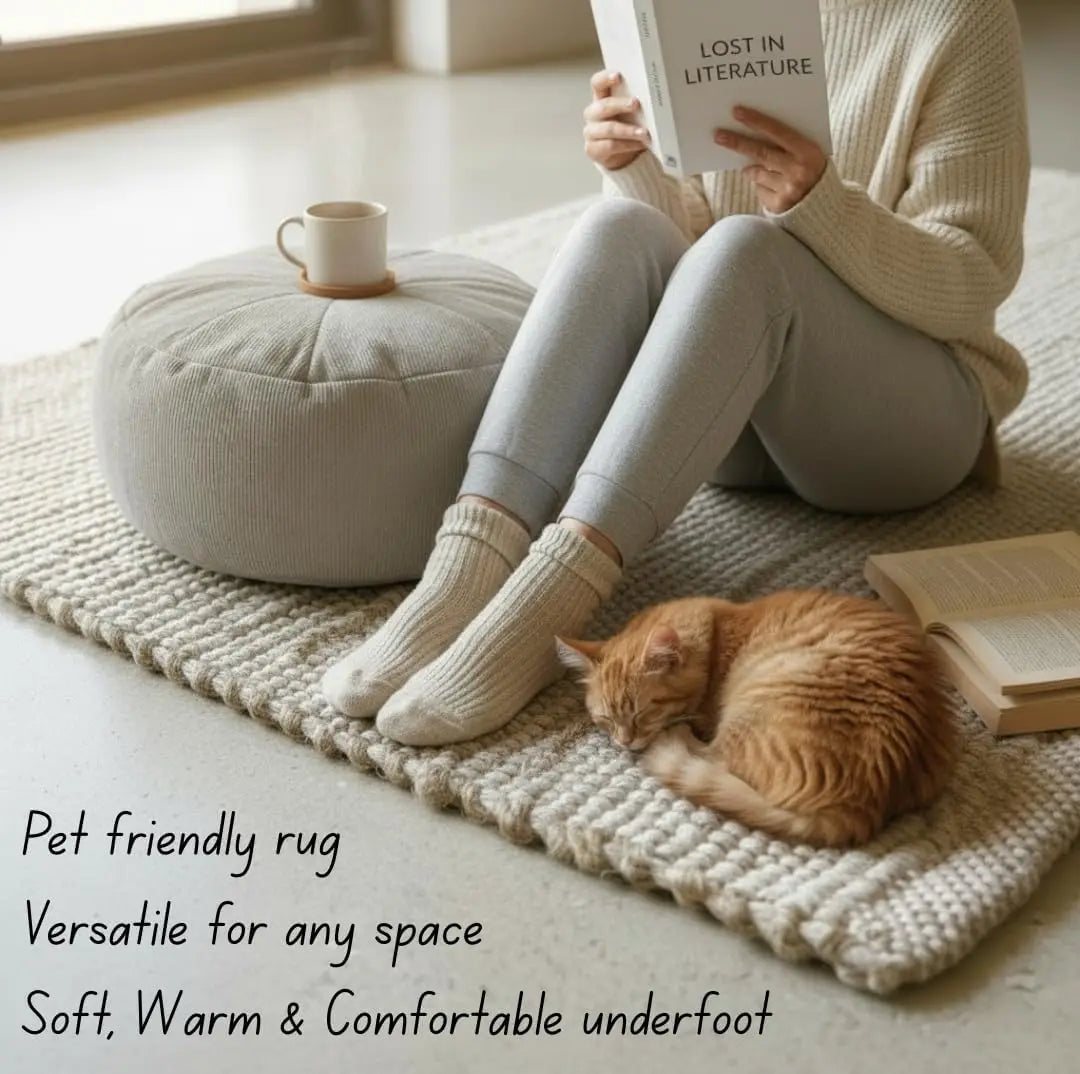 Handwoven 8' x 10' Jute Blend Rug with Rustic Boho Texture