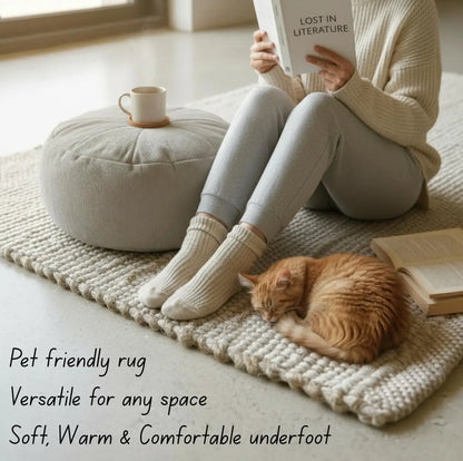 Handwoven 8' x 10' Jute Blend Rug with Rustic Boho Texture