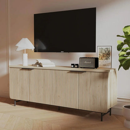 Modern Fluted Media Console with Storage