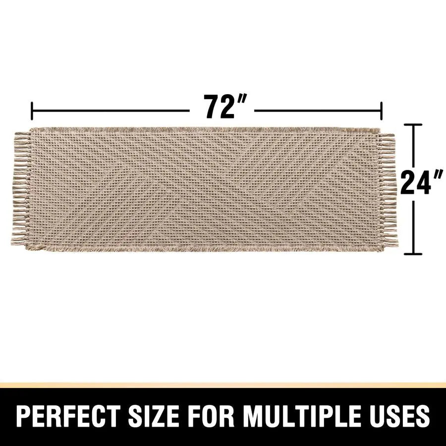 Plush Waffle Tassel Non-Slip Bath Mat