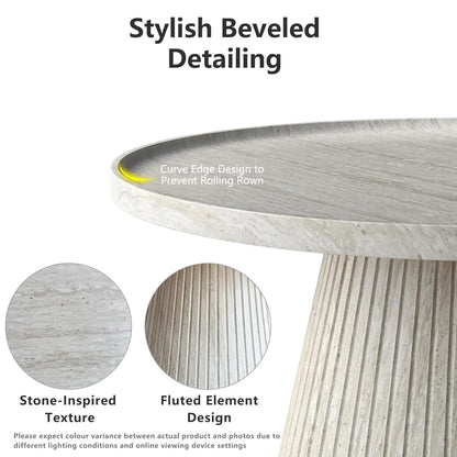 Modern Oak Travertine Nesting Coffee Tables