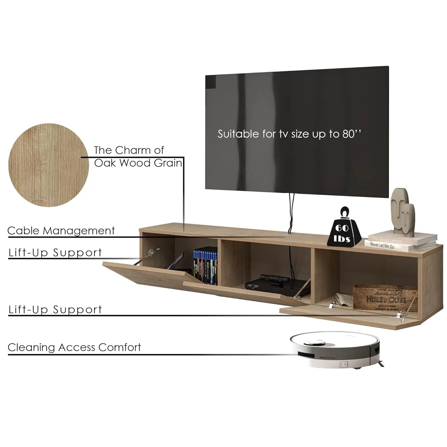 Floating TV Stand with Wall Mounted Storage
