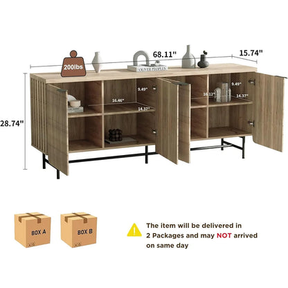 Modern Fluted Media Console with Storage