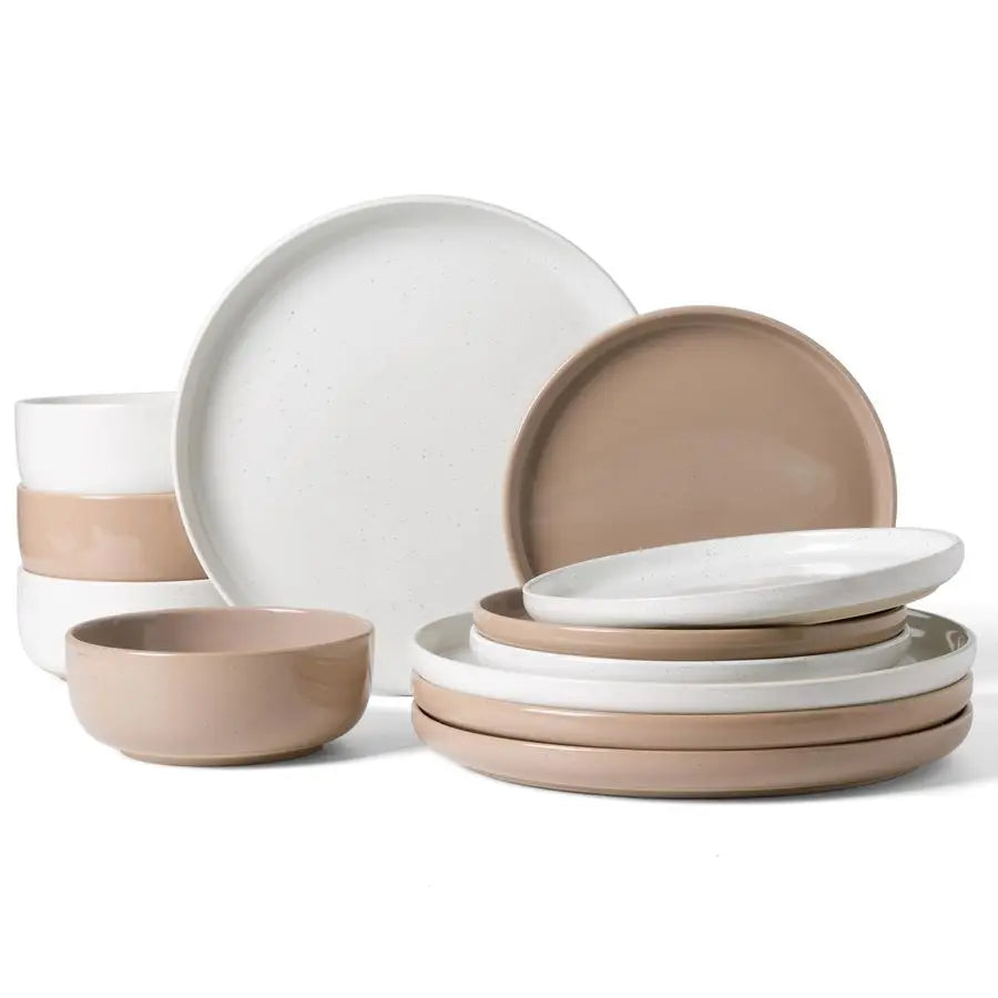 Speckled Stoneware Dinnerware Set With Modern Design