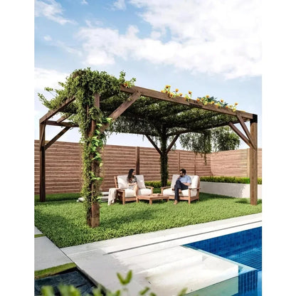 Cedar Pergola with Retractable Canopy and Outdoor Living Design