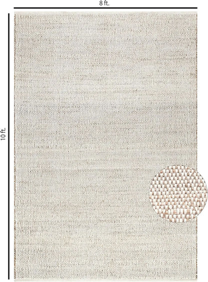 Handwoven 8' x 10' Jute Blend Rug with Rustic Boho Texture