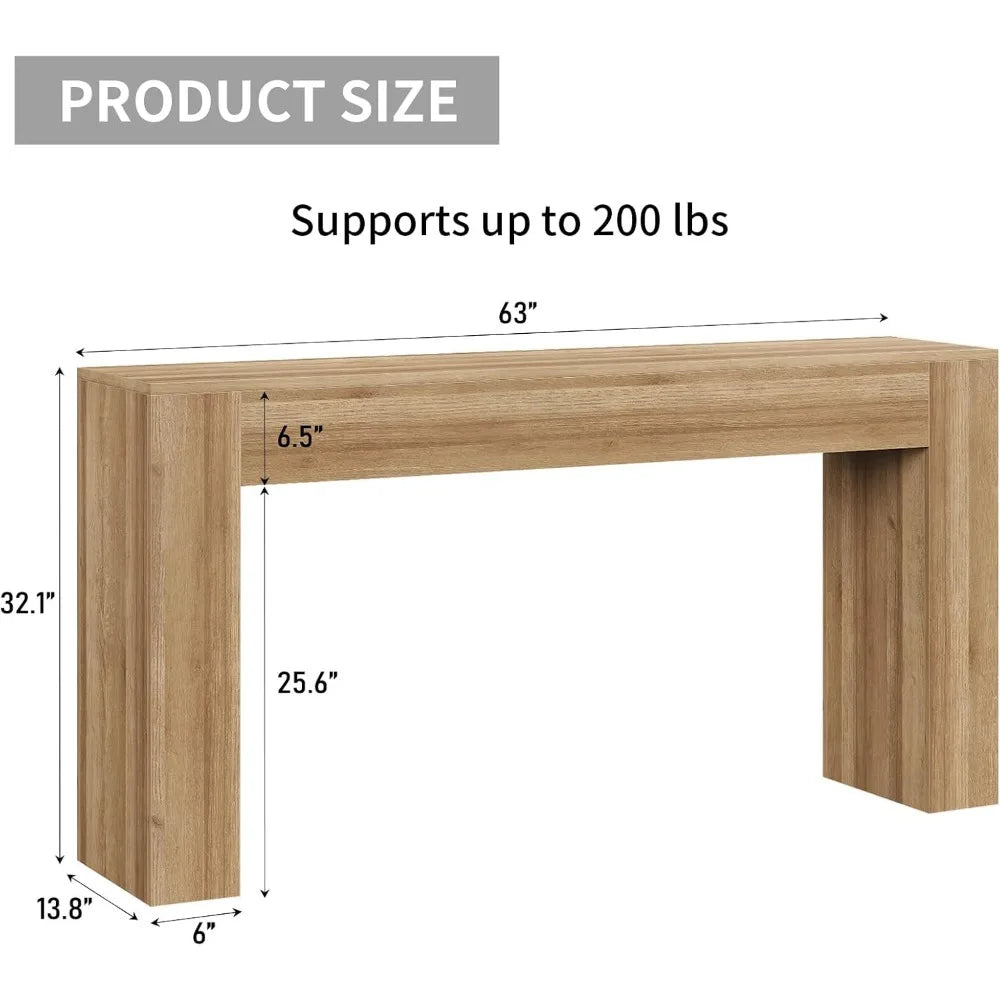 63” Natural Wood-Tone Console Table