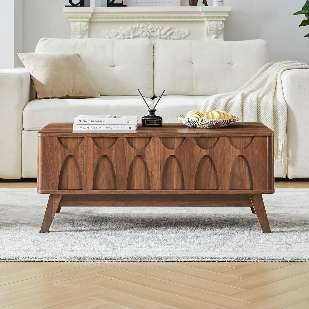 Mid-Century Lift-Top Coffee Table with Storage