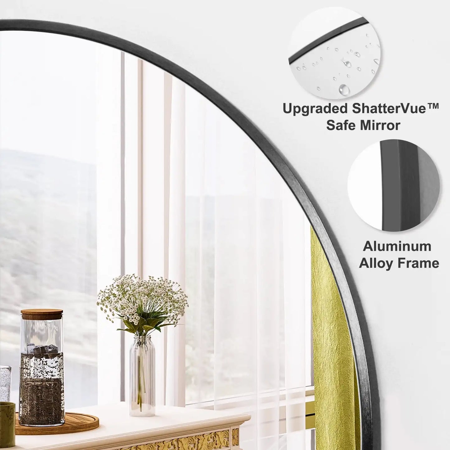 24.2" Modern Brushed Aluminum Round Wall Mirror