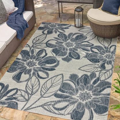 Tropical Floral Indoor Outdoor Area Rug, 8' x 10'