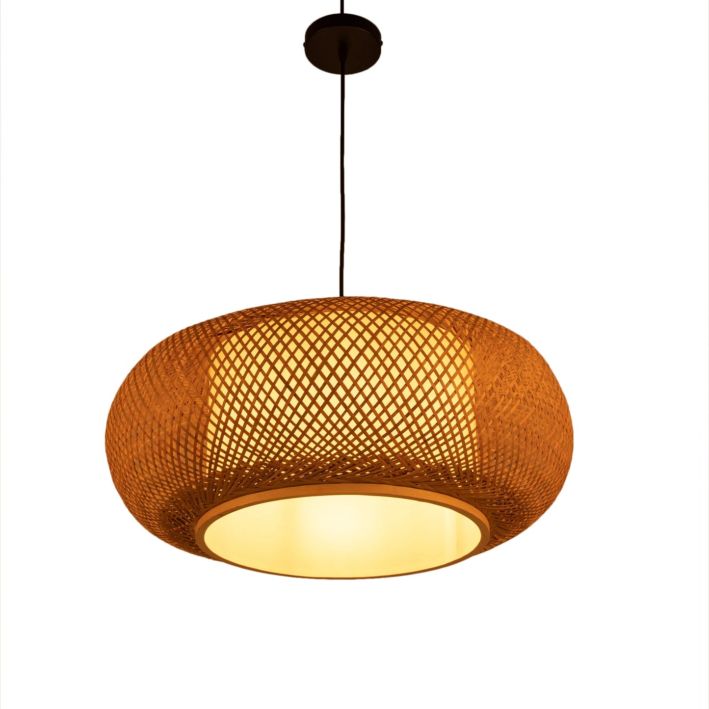 Sculptural Bamboo Pendant With Light-Filtering Weave