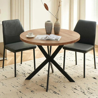 Compact Round Dining Set with Modern Upholstered Seating