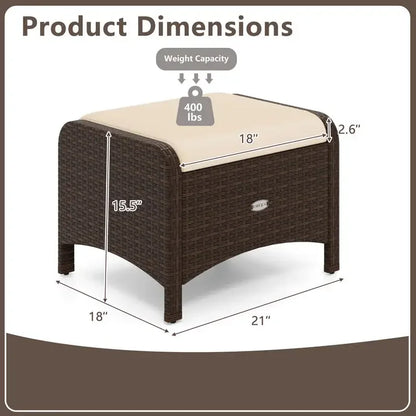 Wicker Outdoor Patio Ottomans, Set of Two