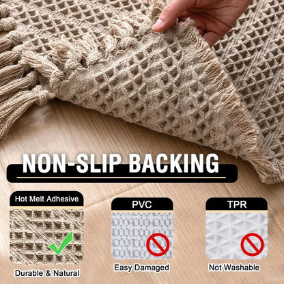 Plush Waffle Tassel Non-Slip Bath Mat