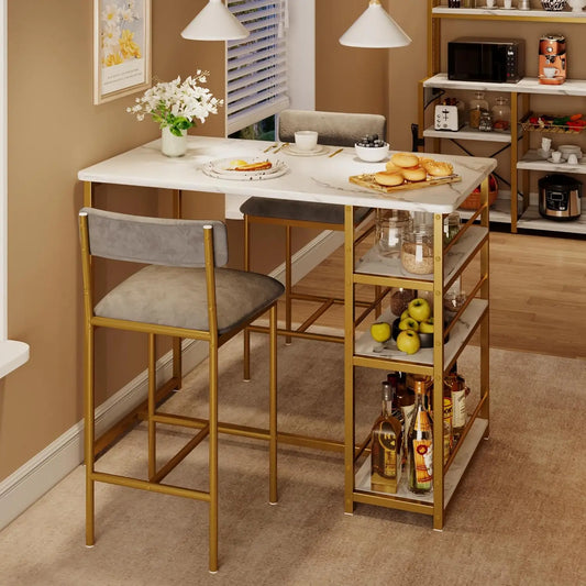 3-Piece Counter Height Dining Set with Storage
